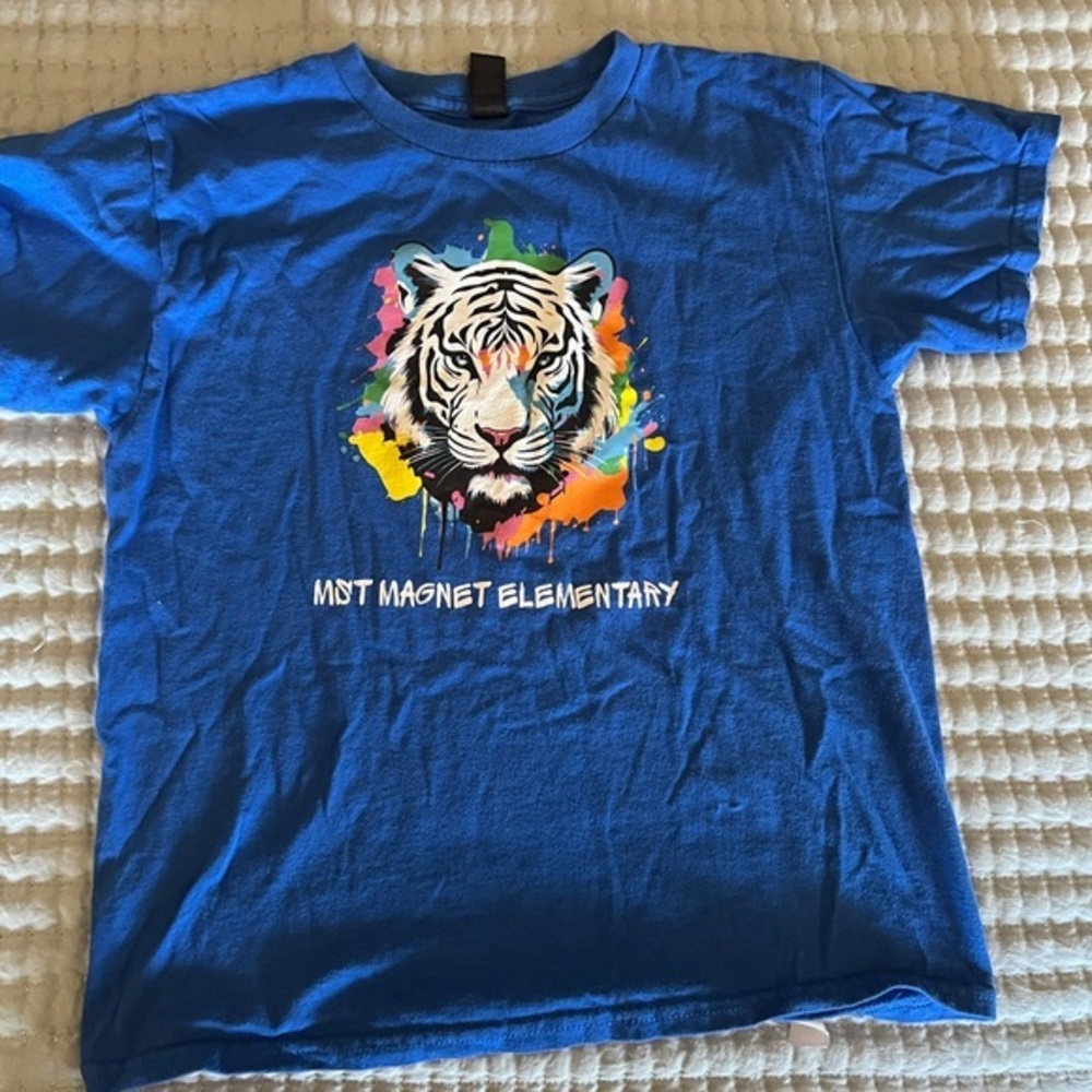 Blue Kids T-Shirt with Tiger Print